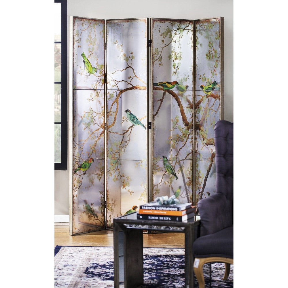 Exotic Melodies Mirror Bird Dressing Screen Room Divider