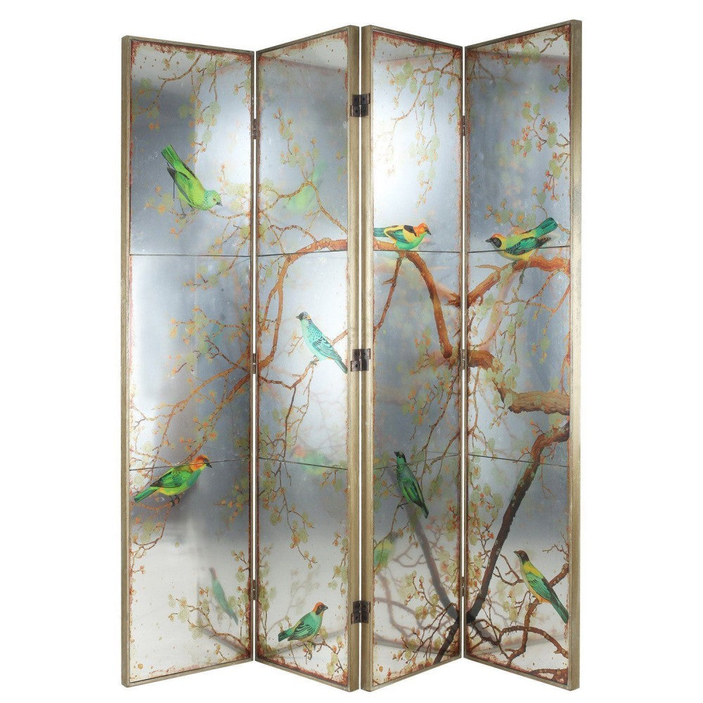 Exotic Melodies Mirror Bird Dressing Screen Room Divider