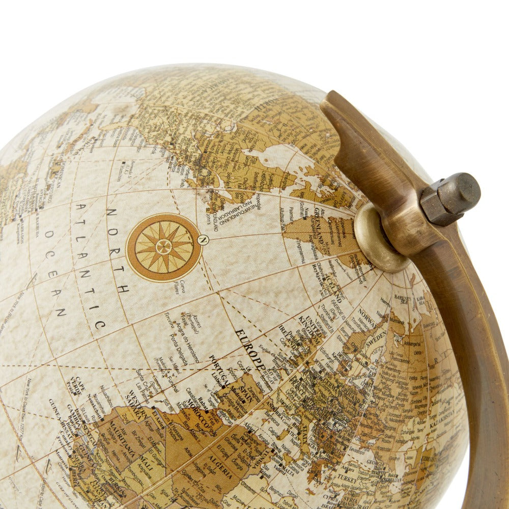 Explorer’s World Globe Wooden Base 12.5cms - Ivory