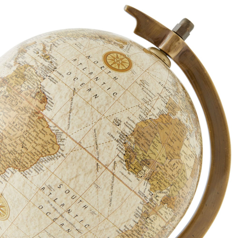 Explorer’s World Globe Wooden Base 12.5cms - Ivory