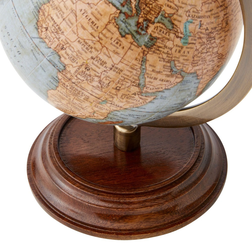 Explorer’s World Globe Wooden Base 12.5cms - Blue