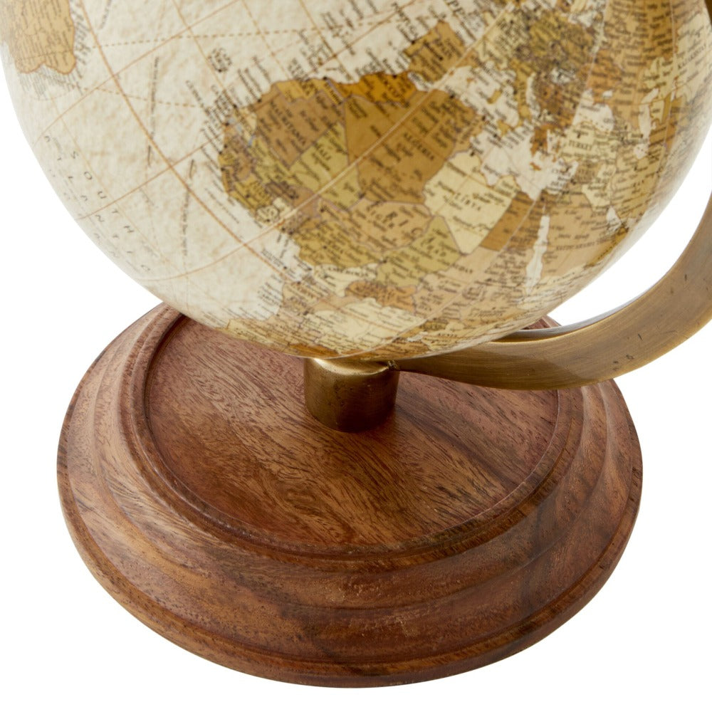 Explorer’s World Globe Wooden Base 12.5cms - Ivory