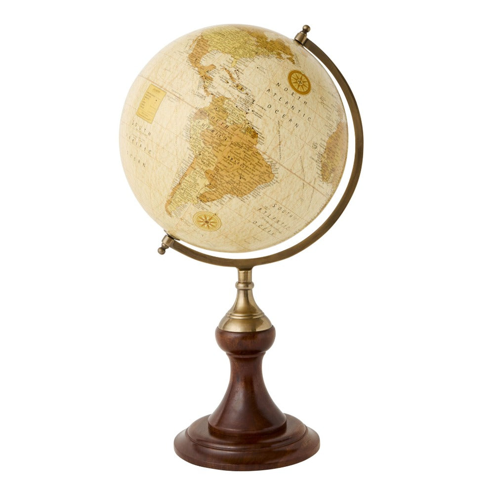 Discovery World Globe Wooden Base 30cms - Ivory