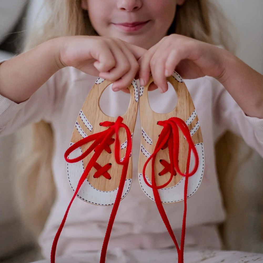 Exquisite Handcrafted Wooden Shoes with Laces