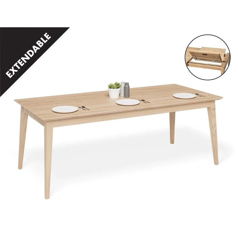 Extendable Oak Wooden Dining Table - 200 to 260cms