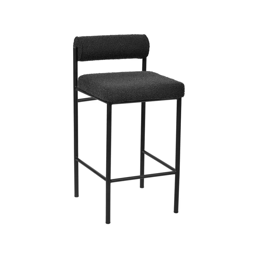 Fabric Bar Stool Set of 2 - Black Boucle