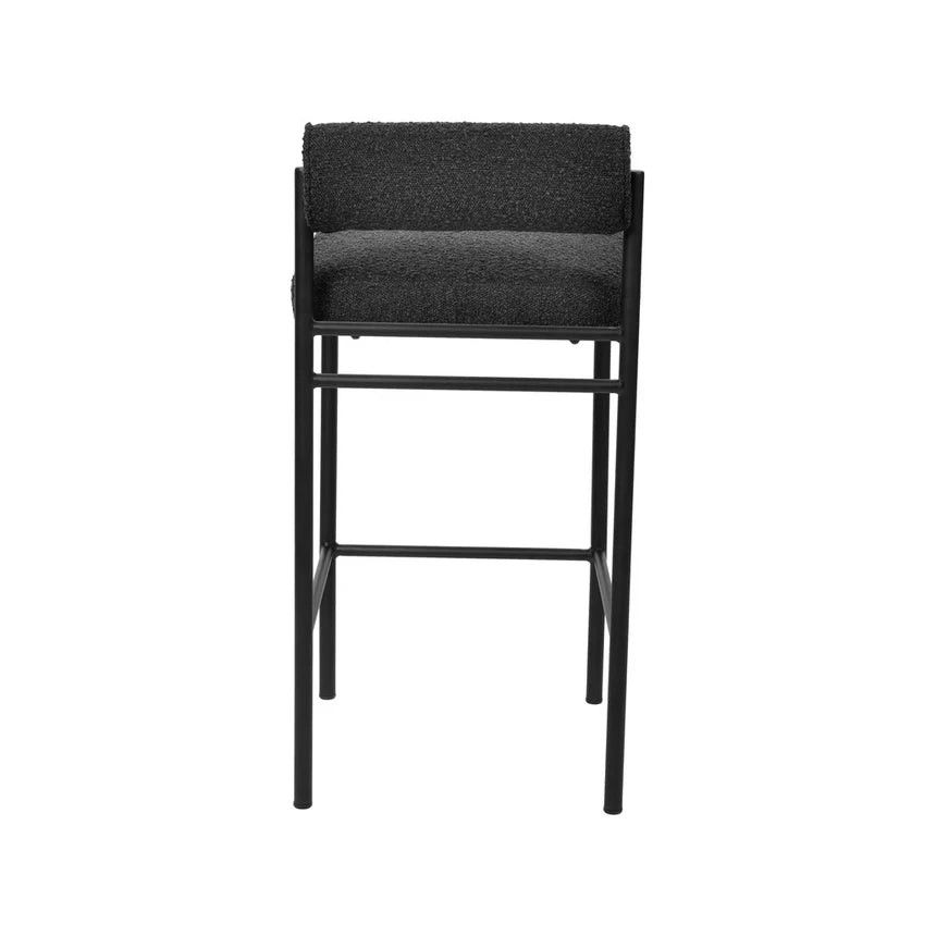 Fabric Bar Stool Set of 2 - Black Boucle