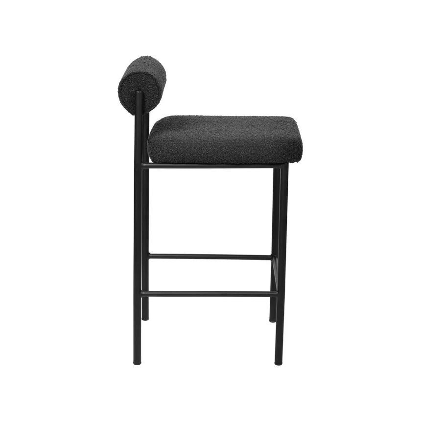 Fabric Bar Stool Set of 2 - Black Boucle