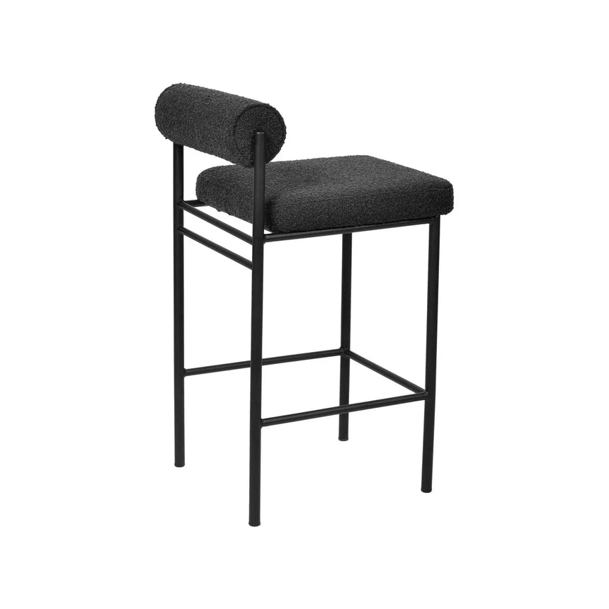 Fabric Bar Stool Set of 2 - Black Boucle