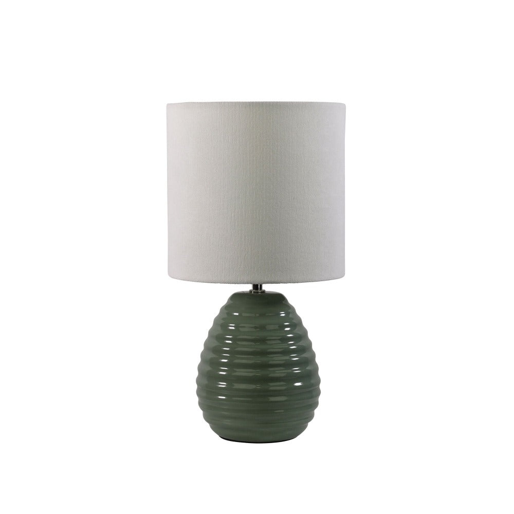 Fabric Drum Grey Ceramic Table Lamp