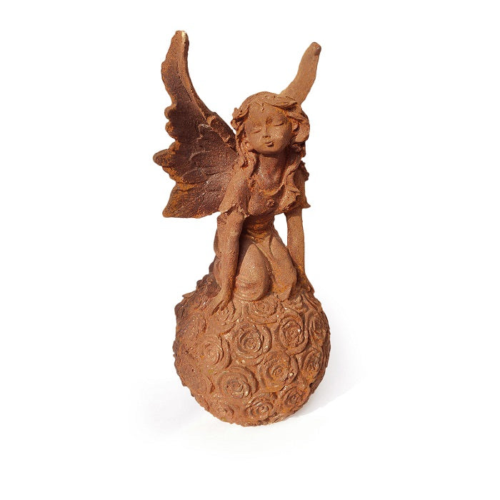 Outdoor Cast Iron Fairy on Flower Ball Garden Statue