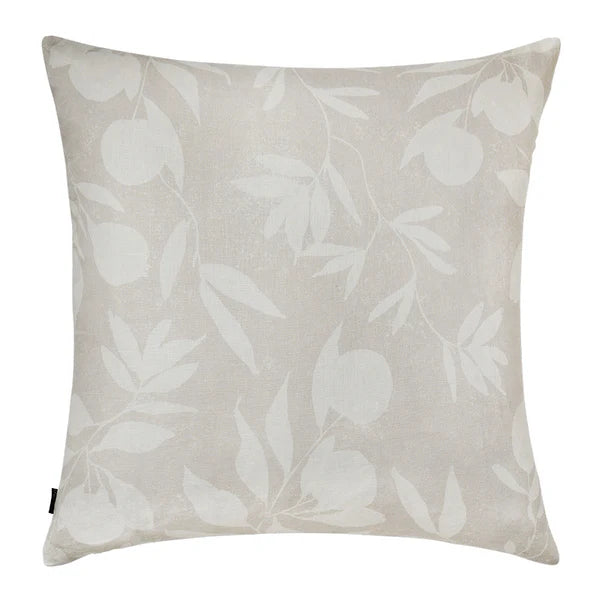 Fallen Flowers Beige Linen Cushion with Feather Insert - 60x60cms