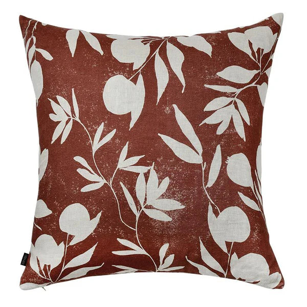 Fallen Flowers Brown Linen Cushion Cover - 60x60cms