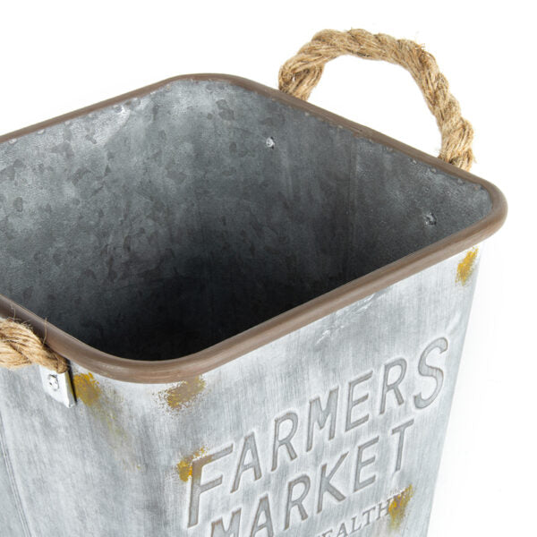 Farmers Market Galv-Rust Square Bucket Planter