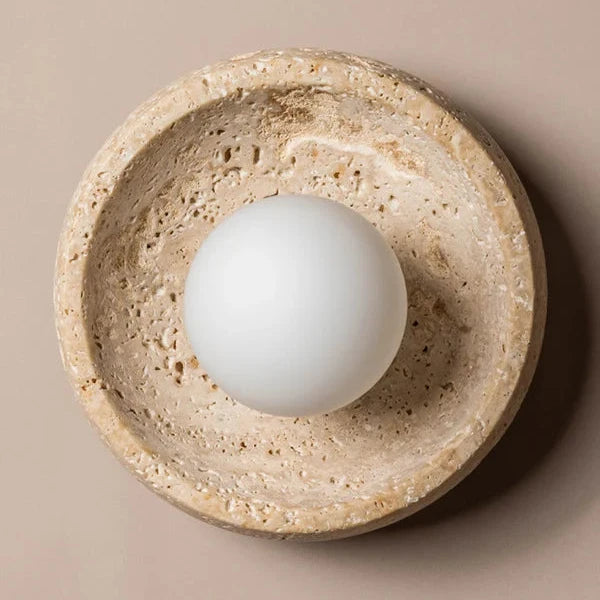 Faro Yellow Travertine Wall Sconce Light - Beige