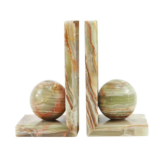 Fascinating Green Marble Bookends - Set of 2