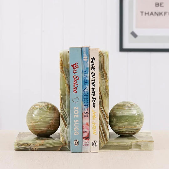 Fascinating Green Marble Bookends - Set of 2