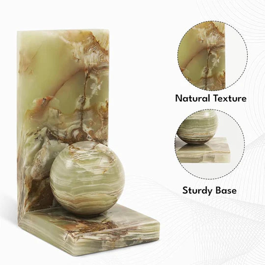 Fascinating Green Marble Bookends - Set of 2