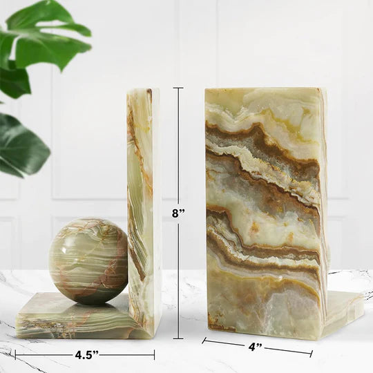 Fascinating Green Marble Bookends - Set of 2