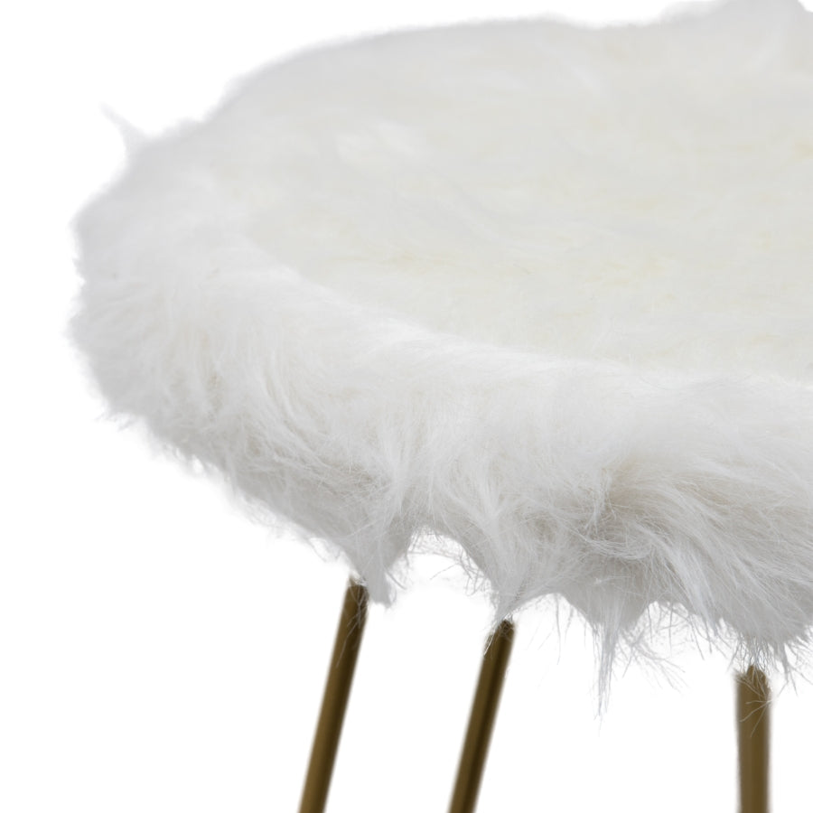 Faux Fur Shaggy White 3-Legged Kids Stool - 28cms