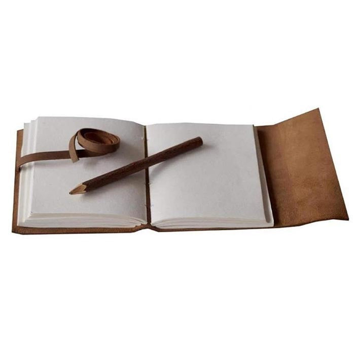 Feather Designed Leather Journal with Belt Lock