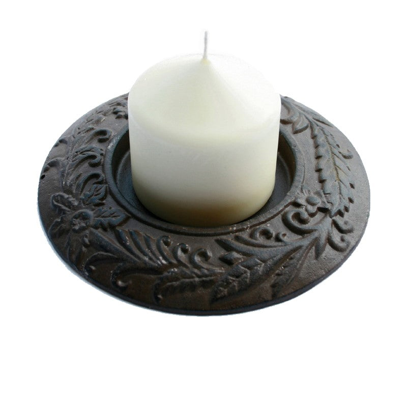 Fern Leaf Cast Iron Plate Candle Stand (Available in 2 Colors)