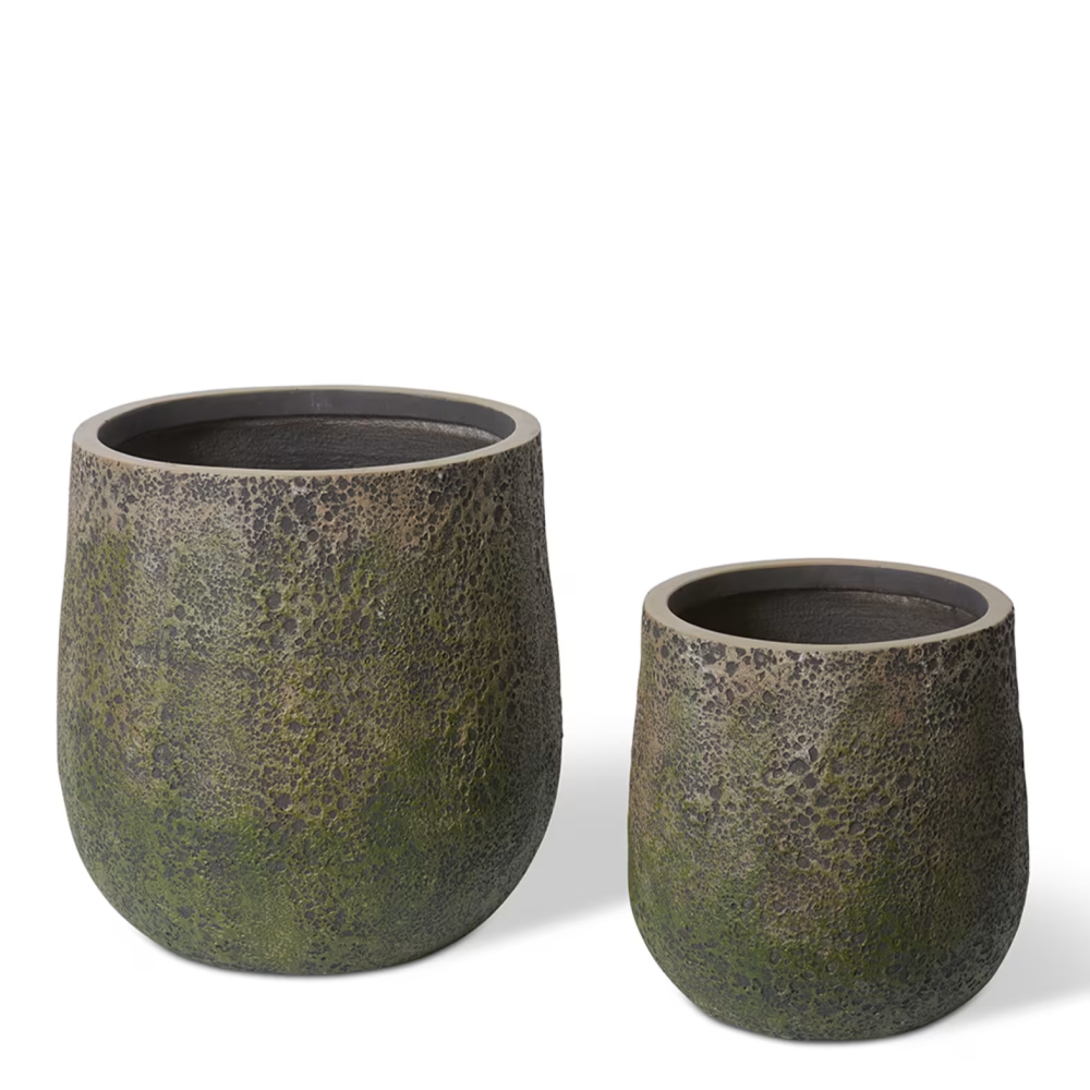 Finn Fibrestone Outdoor Planter - Brown - Set of 2