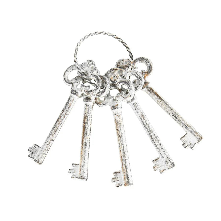 Five Antique-White Keys on Ring