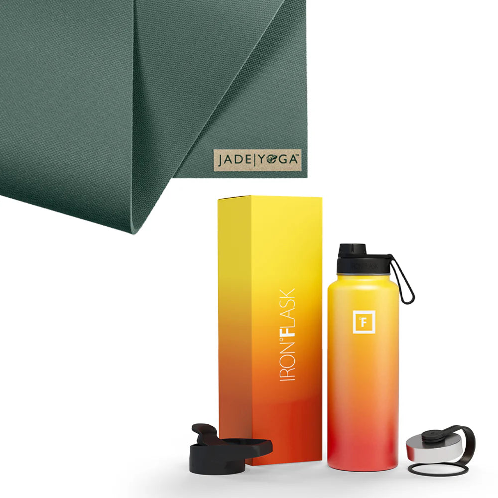 Flexible Jade Yoga Voyager Mat & Flask Combo (Available in 4 Colors)