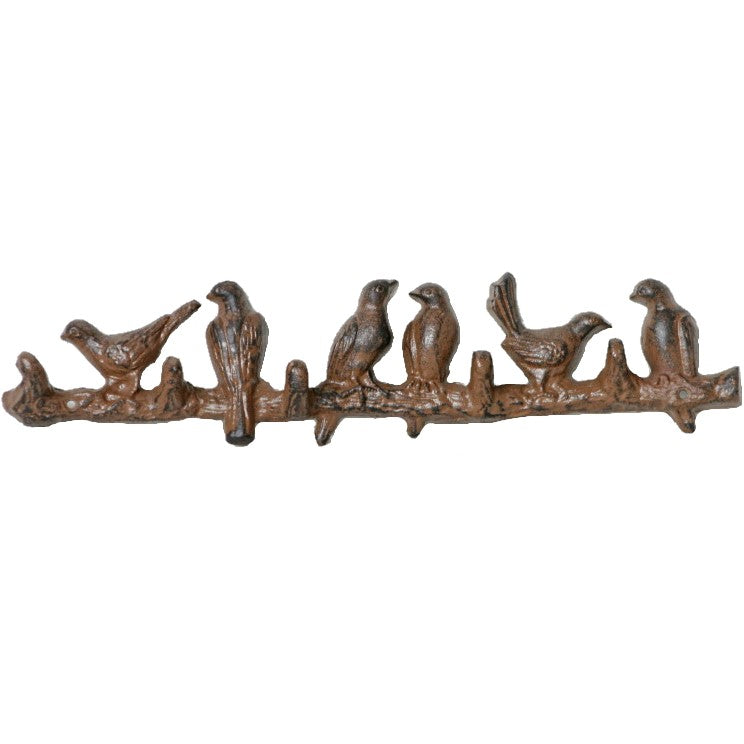 Flock of Birds 5 Hooks Cast Iron Wall Hanging