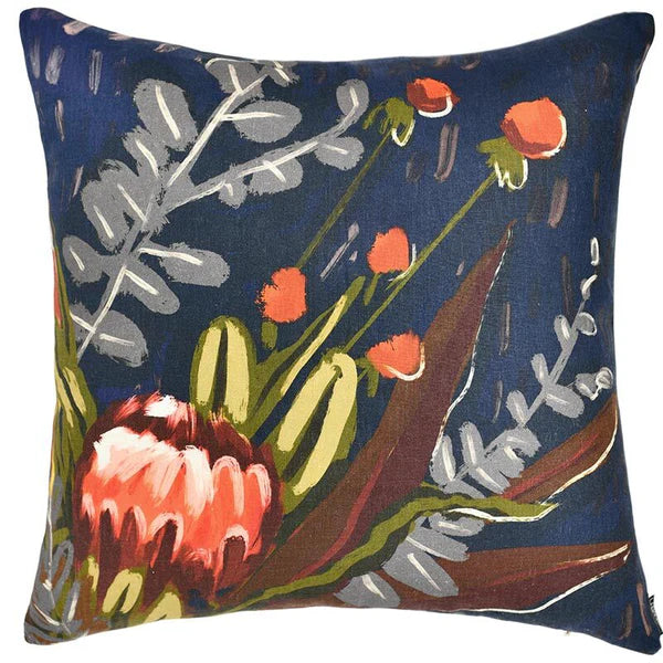 Flora Australis Square Linen Cushion - 50x50cms