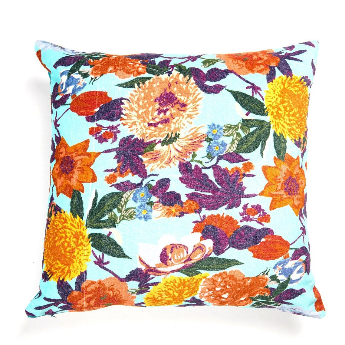 Floral Symphony Cotton Cushion Cover 50 x 50cms - Blue