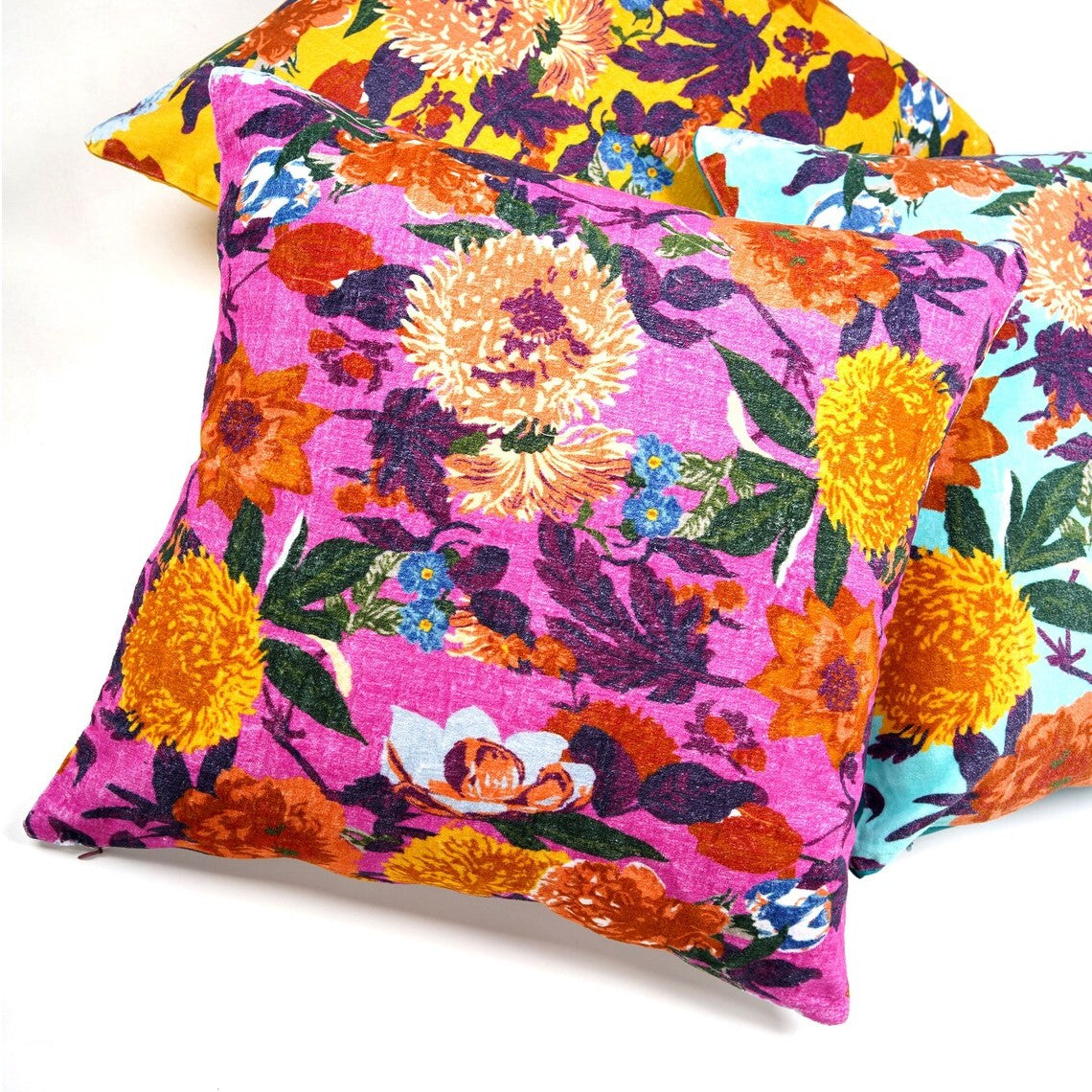 Floral Symphony Cotton Cushion Cover 50 x 50cms - Pink