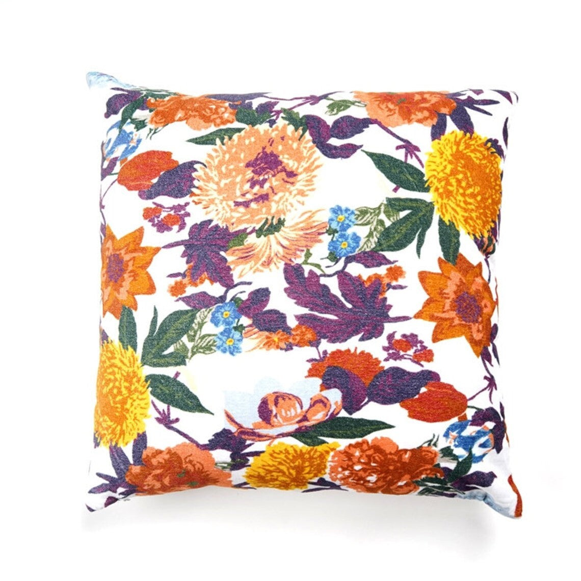 Floral Symphony Cotton Cushion Cover 50 x 50cms - White