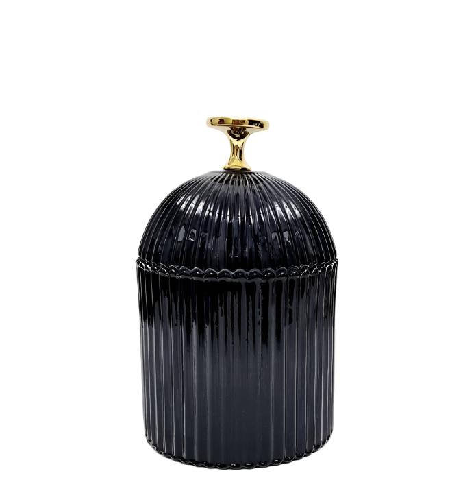 Florence Stunning Ribbed Dome Glass Jar - Black - Available in 2 Sizes