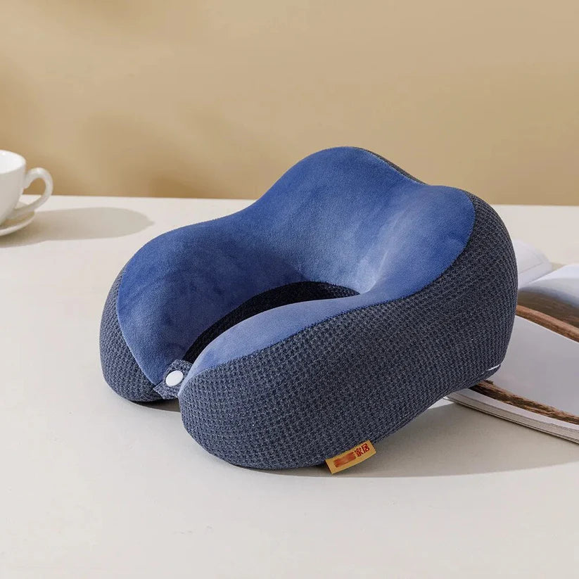 Foam Slow Rebound Neck Pillow - Blue - 30x25x13cms