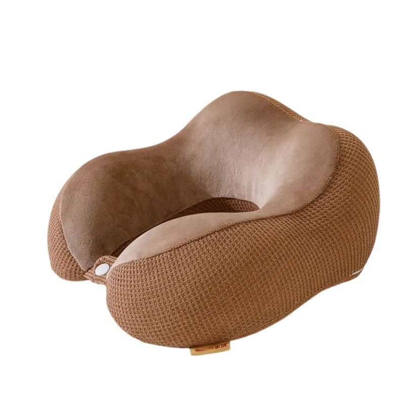 Foam Slow Rebound Neck Pillow - Dark Brown - 30x25x13cms