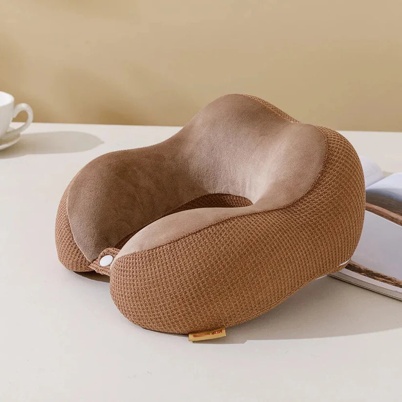 Foam Slow Rebound Neck Pillow - Dark Brown - 30x25x13cms