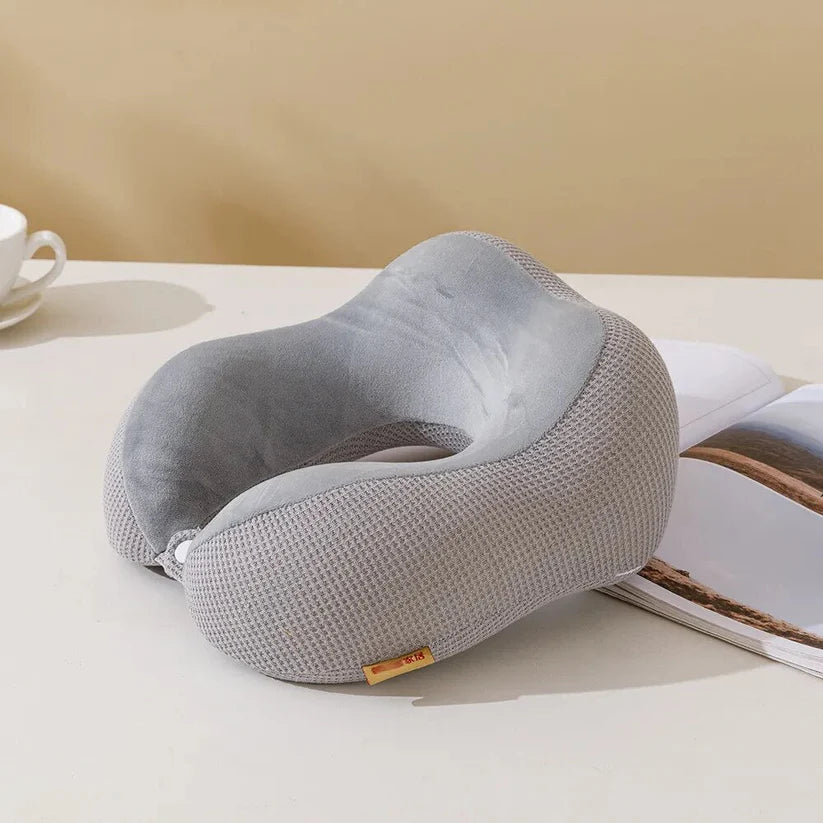 Foam Slow Rebound Neck Pillow - Light Grey - 30x25x13cms