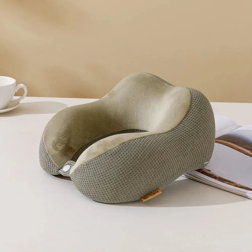 Foam Slow Rebound Neck Pillow - Army Green - 30x25x13cms