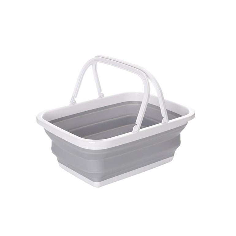 Foldable Basket with Handle - Grey/White