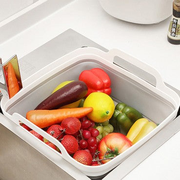 Foldable Fruit Veggies Wash Colander - Grey/White