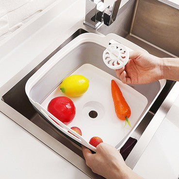 Foldable Fruit Veggies Wash Colander - Grey/White