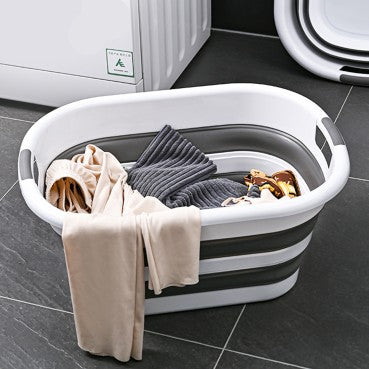 Foldable Laundry Washing Basket 26L - Grey/White