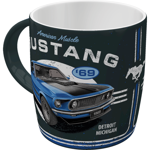 Ford Mustang - 1969 Mach 1 Blue - Ceramic Coffee Mug