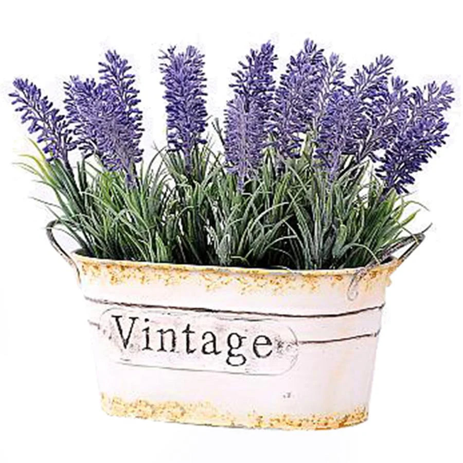 Forever Fresh Tin Pot Artificial Faux Lavender