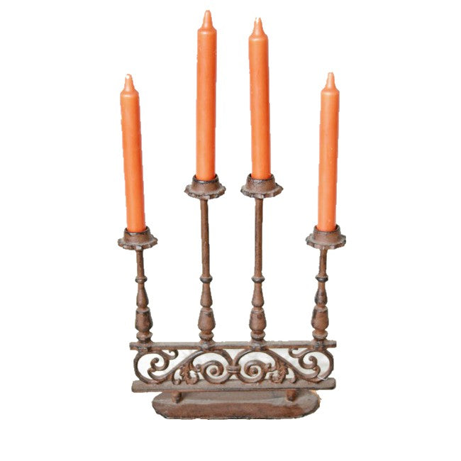 Four Candles Cast Iron Candelabra