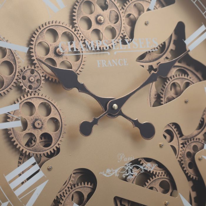 French Chronograph Round Gear Movement Wall Clock - Copper - 52cms