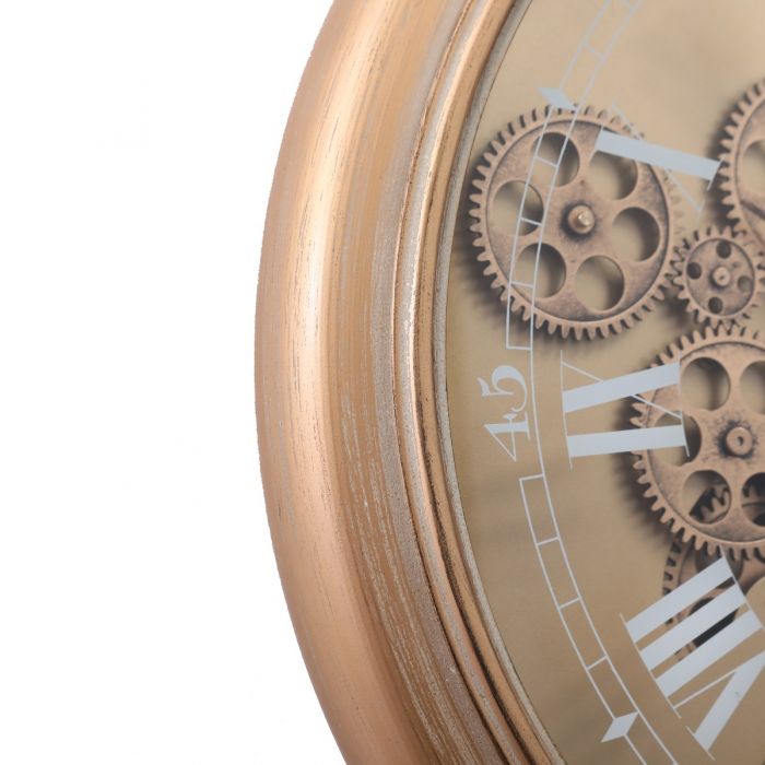 French Chronograph Round Gear Movement Wall Clock - Copper - 52cms