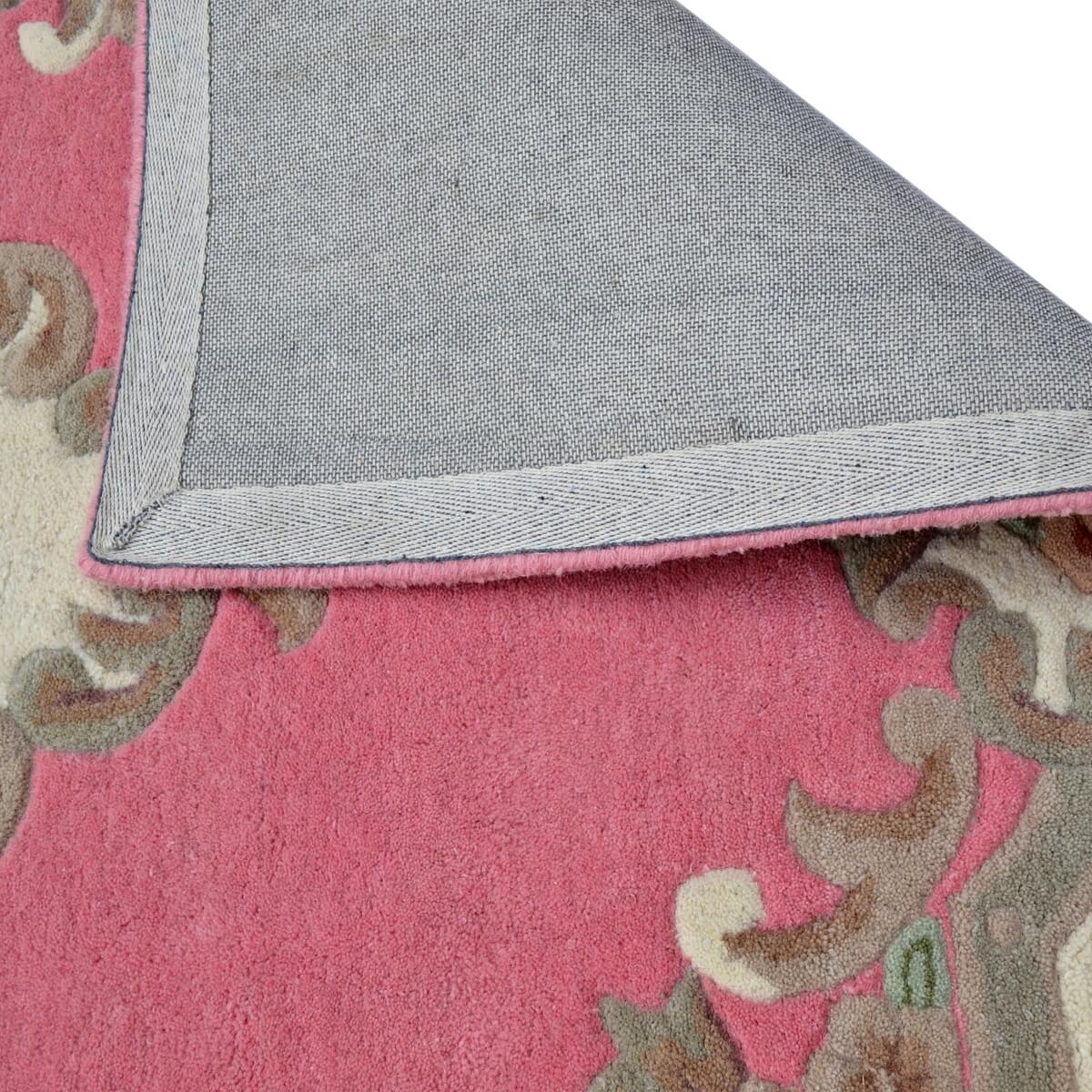 French Floral Handwoven Woolen Rug - Pink - Floor Runner